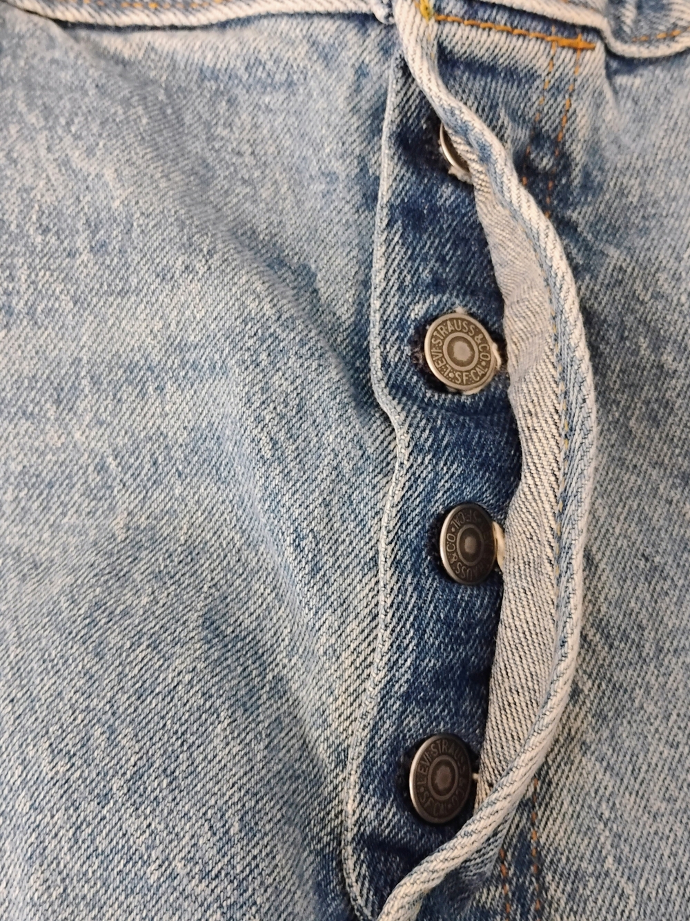 Levi's 501 Button Fly Mens 36x29 Denim Blue Jeans Straight Leg Casual Comfort S - Picture 3 of 6
